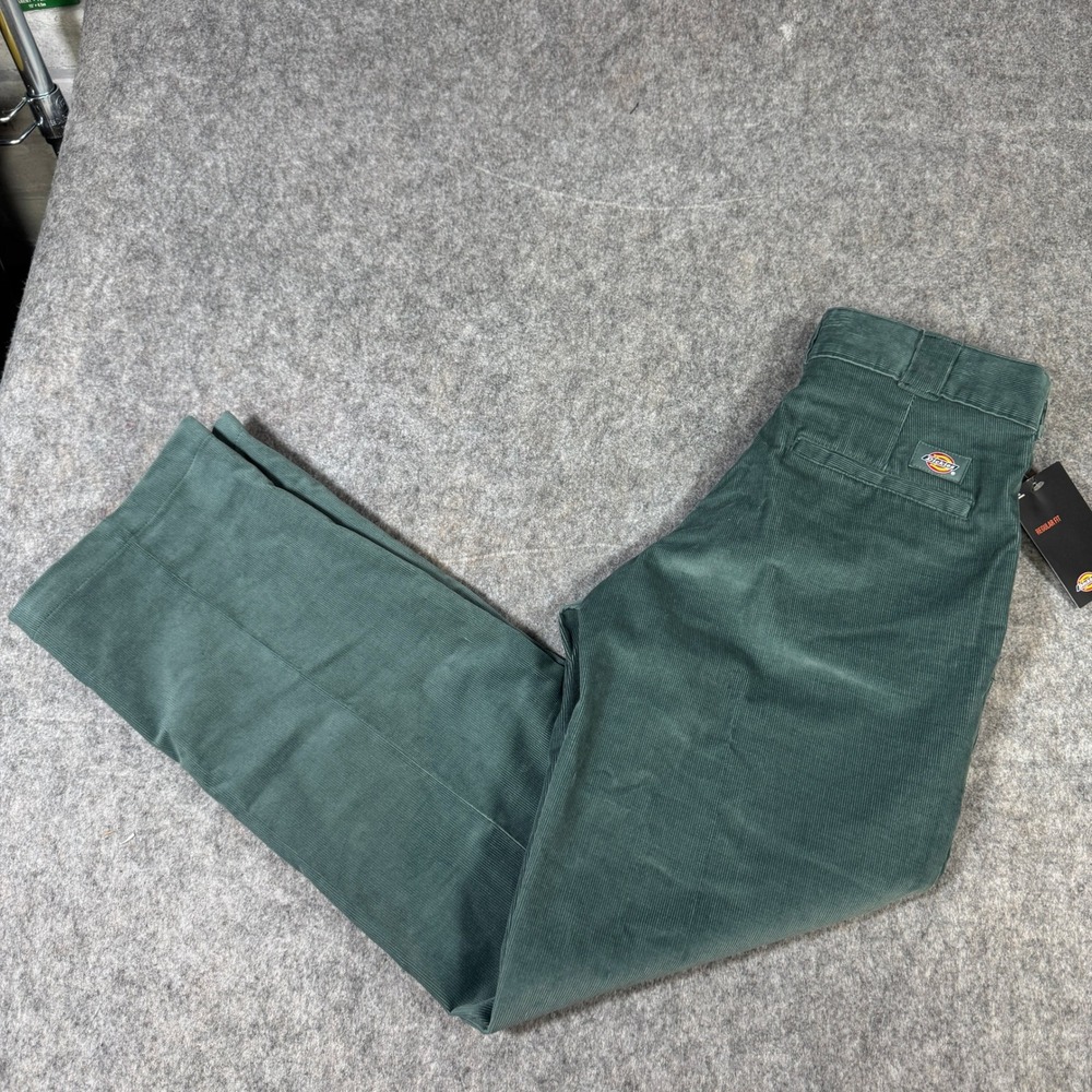 Dickies Mens Regular Fit Corduroy Pants Green W28 L32 Straight Leg NWT